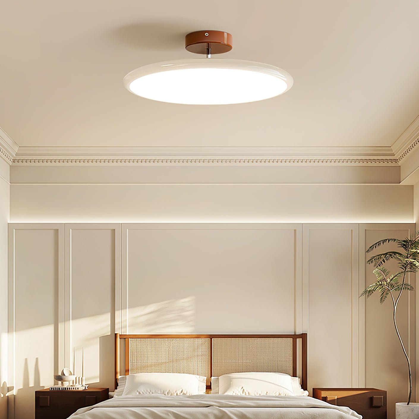 Ceiling Lamp Minimalist Round Disc with Adjustable Head and Remote Dimmer