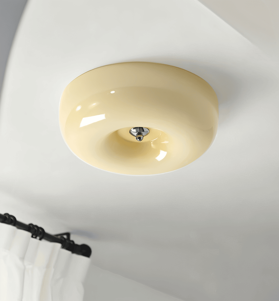 Ceiling Lamp Minimalist with Round Glass Donut Shade
