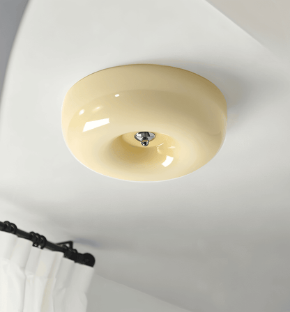 Ceiling Lamp Minimalist with Round Glass Donut Shade