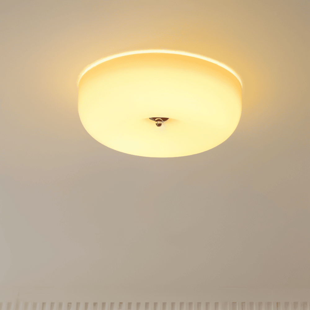 Ceiling Lamp Minimalist with Round Glass Donut Shade