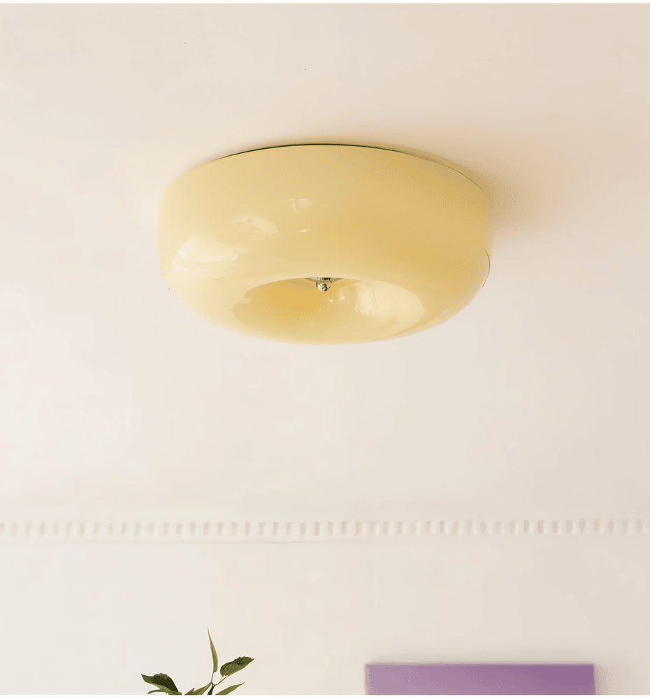 Ceiling Lamp Minimalist with Round Glass Donut Shade