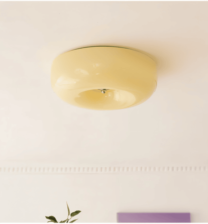 Ceiling Lamp Minimalist with Round Glass Donut Shade