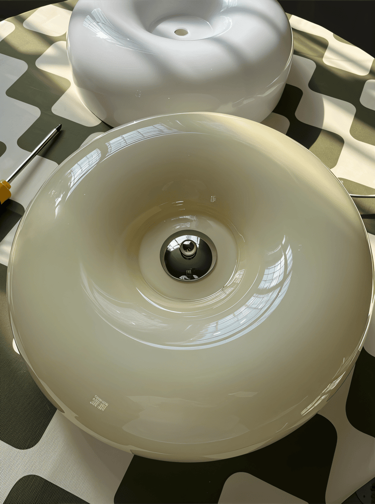 Ceiling Lamp Minimalist with Round Glass Donut Shade