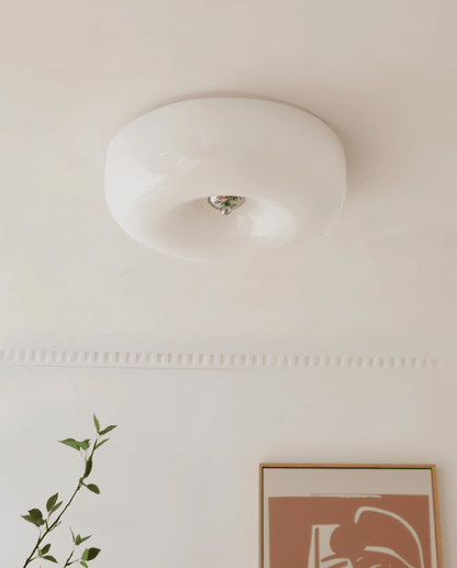 Ceiling Lamp Minimalist with Round Glass Donut Shade