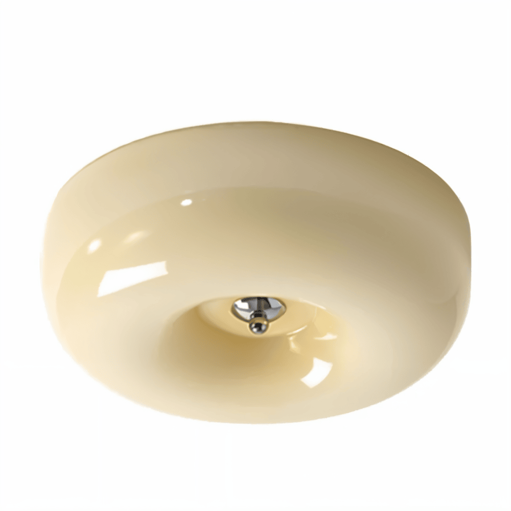 Ceiling Lamp Minimalist with Round Glass Donut Shade