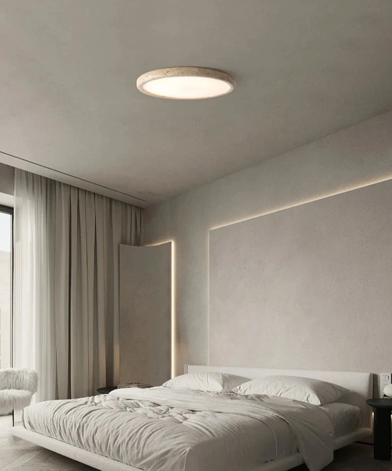 Ceiling Lamp Minimalist with Stone Texture Ring and Round Diffuser