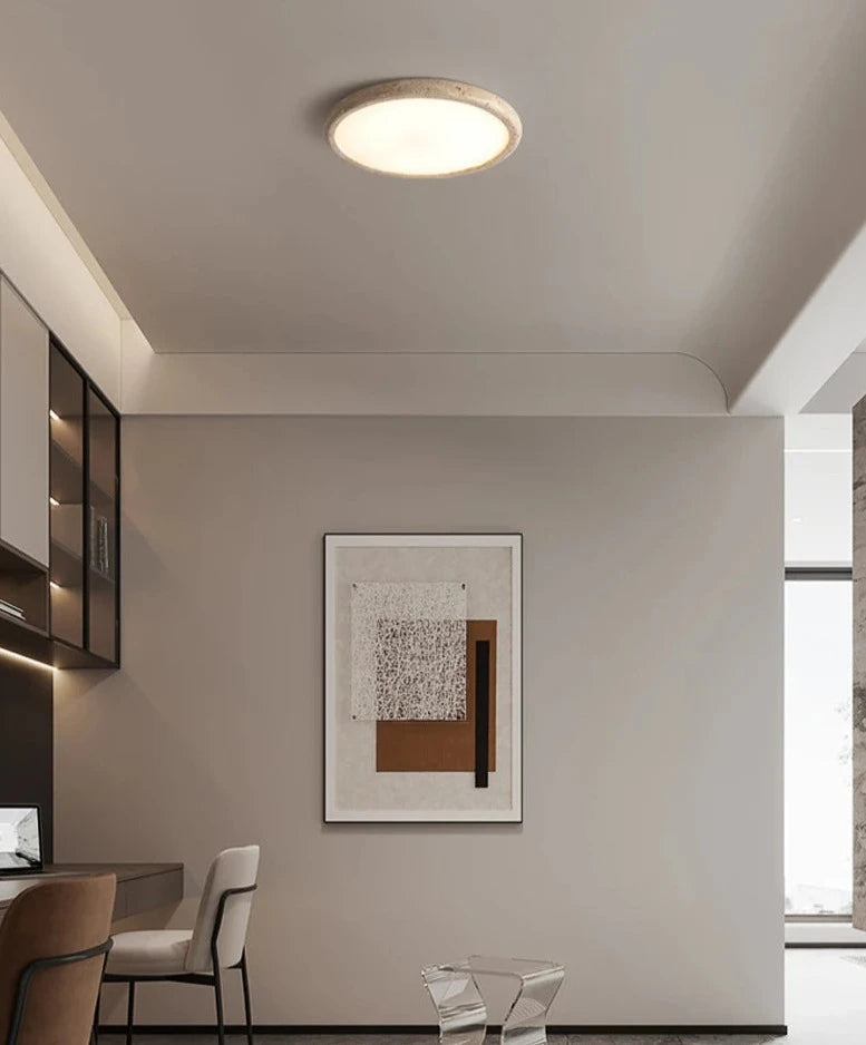 Ceiling Lamp Minimalist with Stone Texture Ring and Round Diffuser