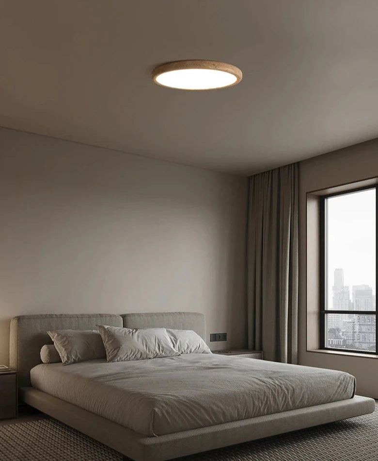 Ceiling Lamp Minimalist with Stone Texture Ring and Round Diffuser