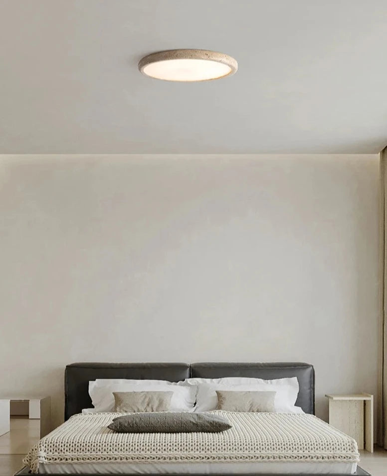 Ceiling Lamp Minimalist with Stone Texture Ring and Round Diffuser