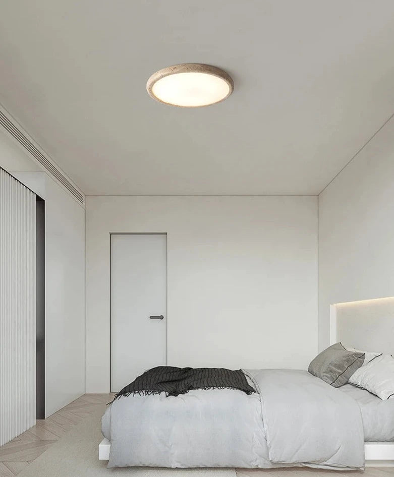 Ceiling Lamp Minimalist with Stone Texture Ring and Round Diffuser