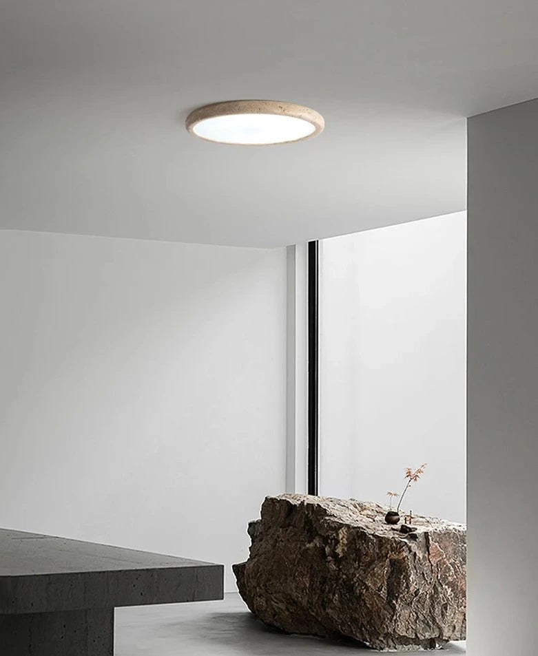 Ceiling Lamp Minimalist with Stone Texture Ring and Round Diffuser