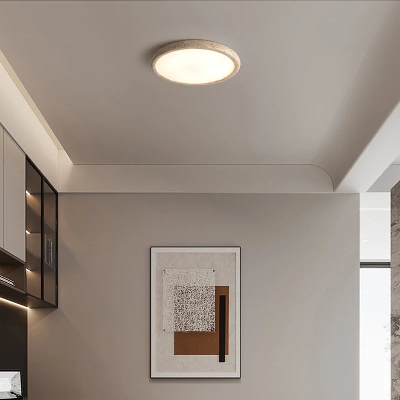 Ceiling Lamp Minimalist with Stone Texture Ring and Round Diffuser