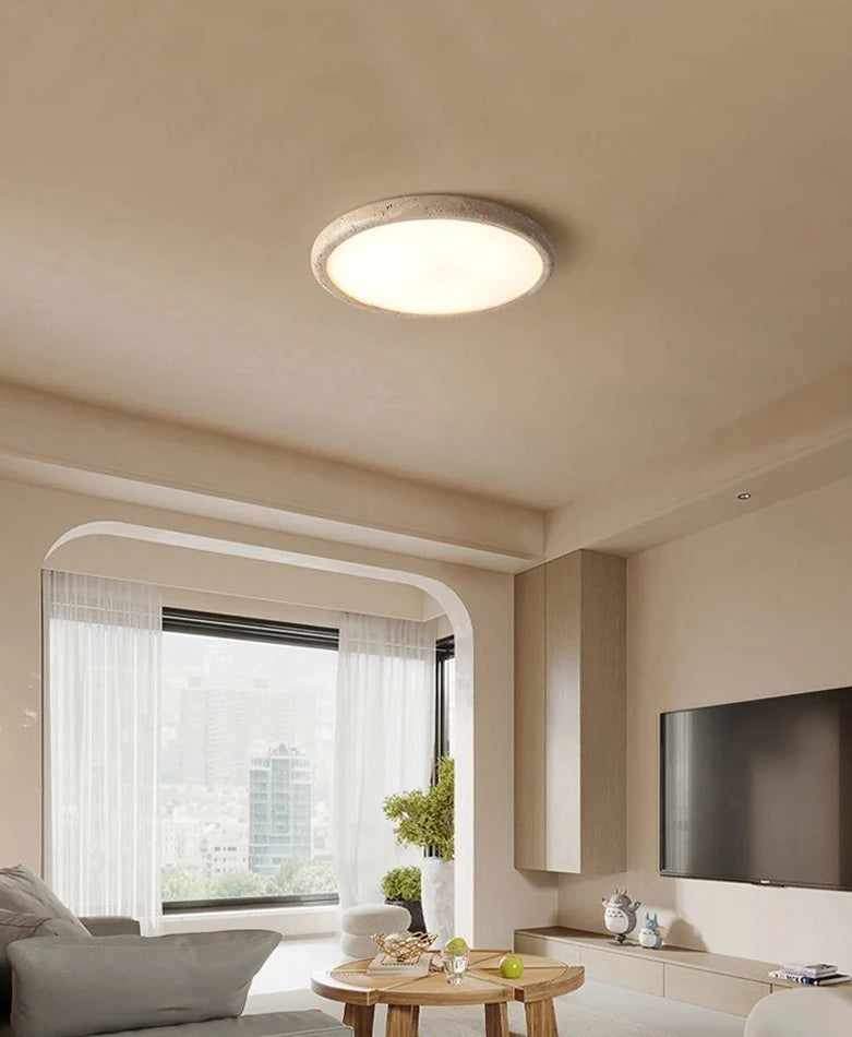 Ceiling Lamp Minimalist with Stone Texture Ring and Round Diffuser
