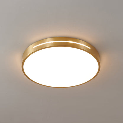 Ceiling Lamp Modern Minimalist with Brass Ring and Integrated LED