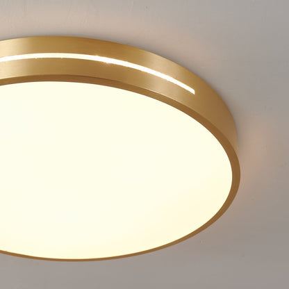 Ceiling Lamp Modern Minimalist with Brass Ring and Integrated LED