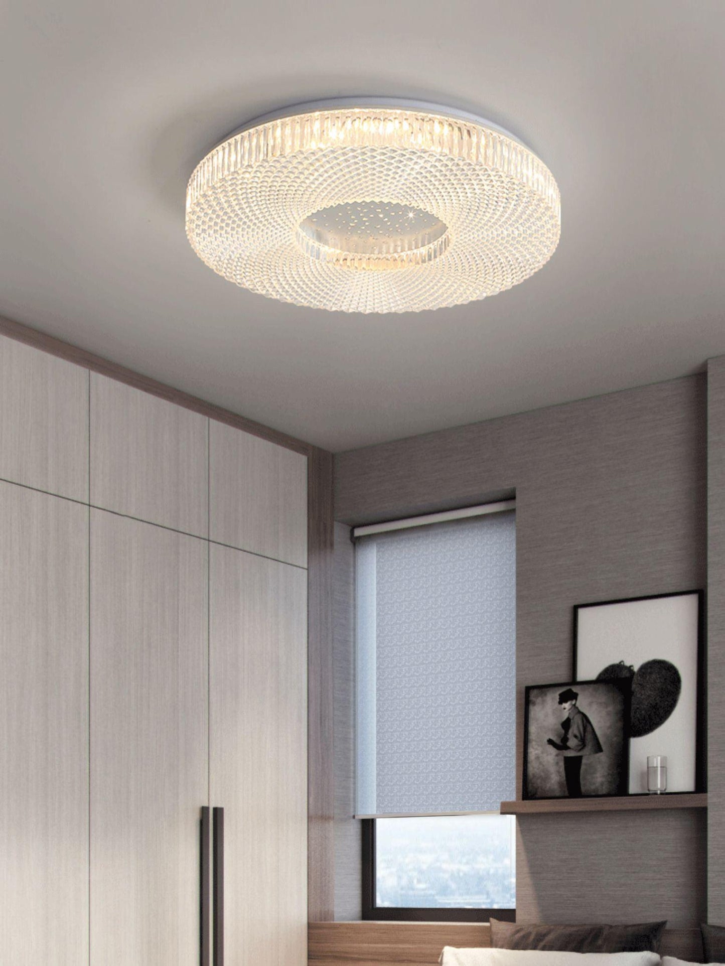 Ceiling Lamp Modern Round with Crystal Acrylic Diffuser and Integrated LED
