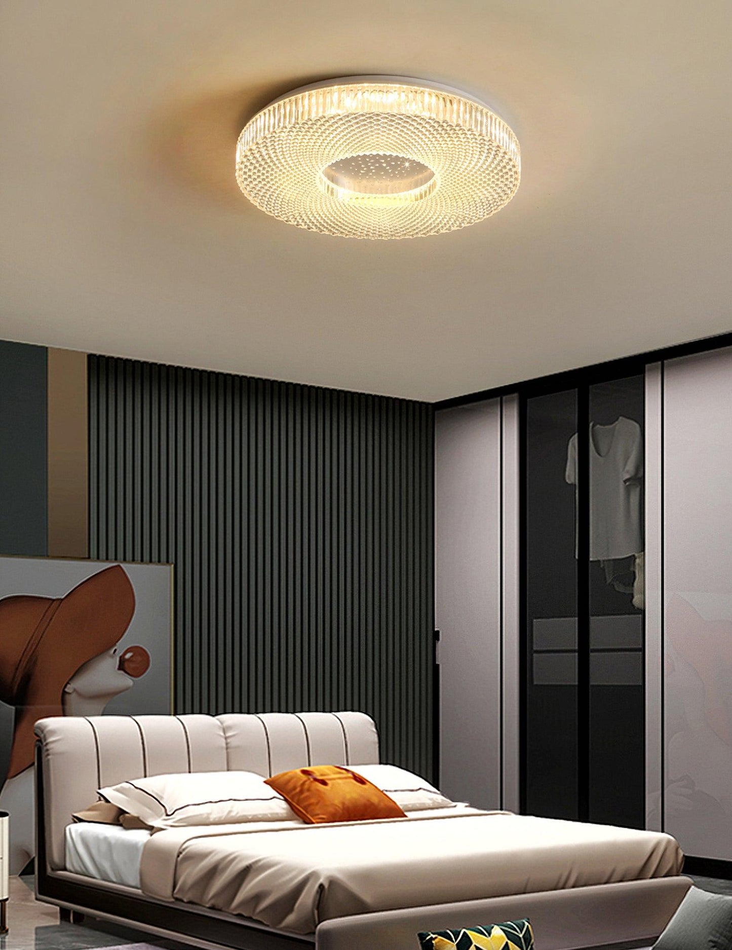 Ceiling Lamp Modern Round with Crystal Acrylic Diffuser and Integrated LED