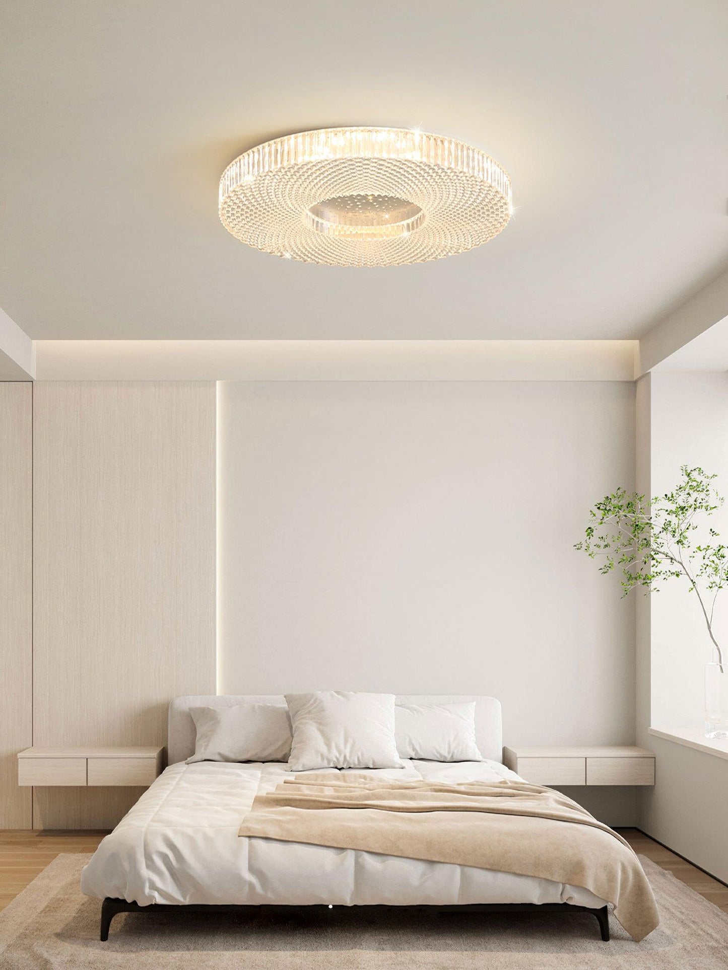 Ceiling Lamp Modern Round with Crystal Acrylic Diffuser and Integrated LED