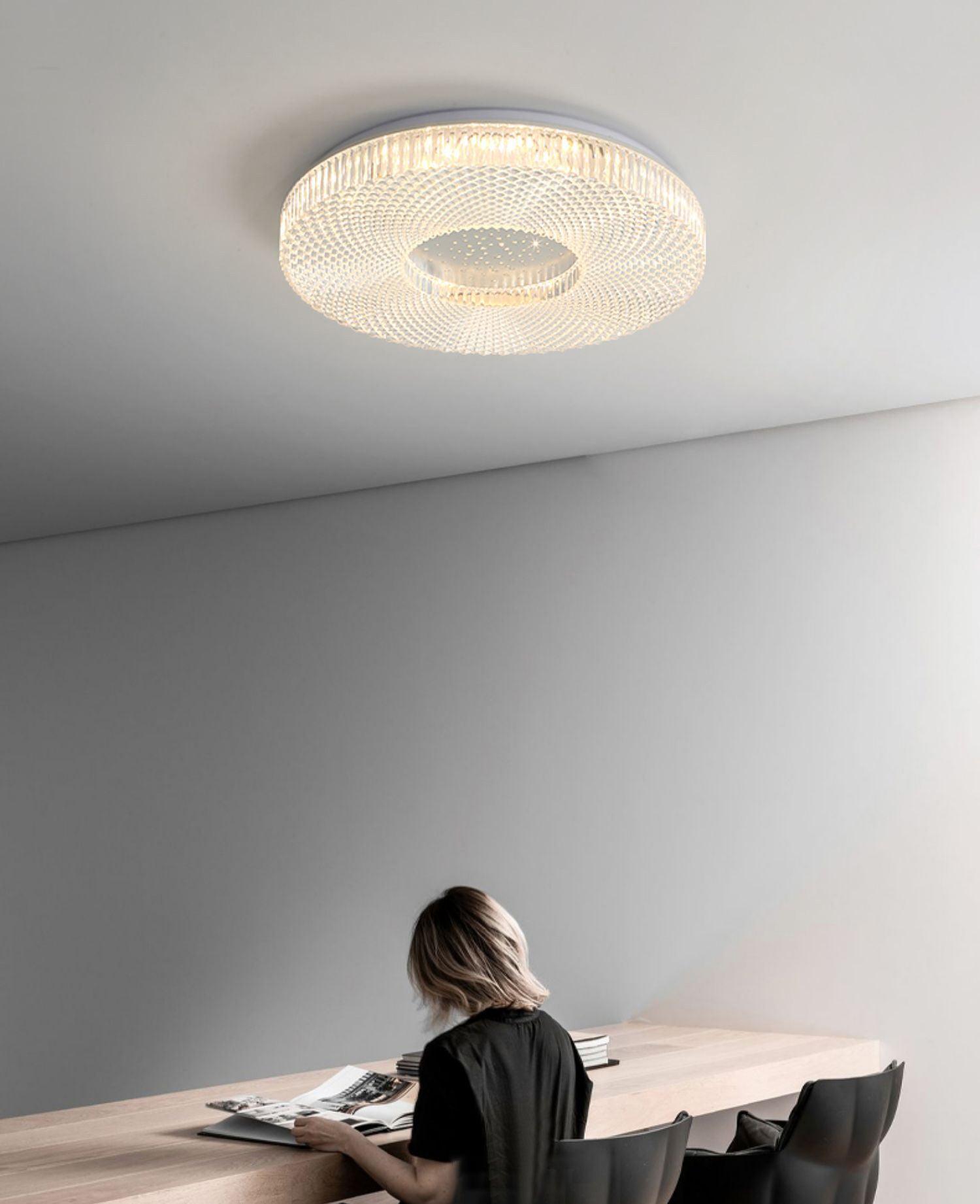 Ceiling Lamp Modern Round with Crystal Acrylic Diffuser and Integrated LED