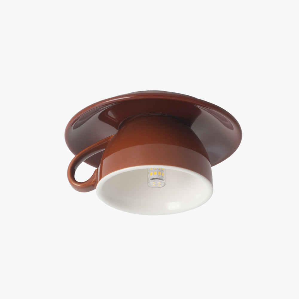 Ceiling Lamp Modern Teacup Shape Ceramic Flush Mount Light