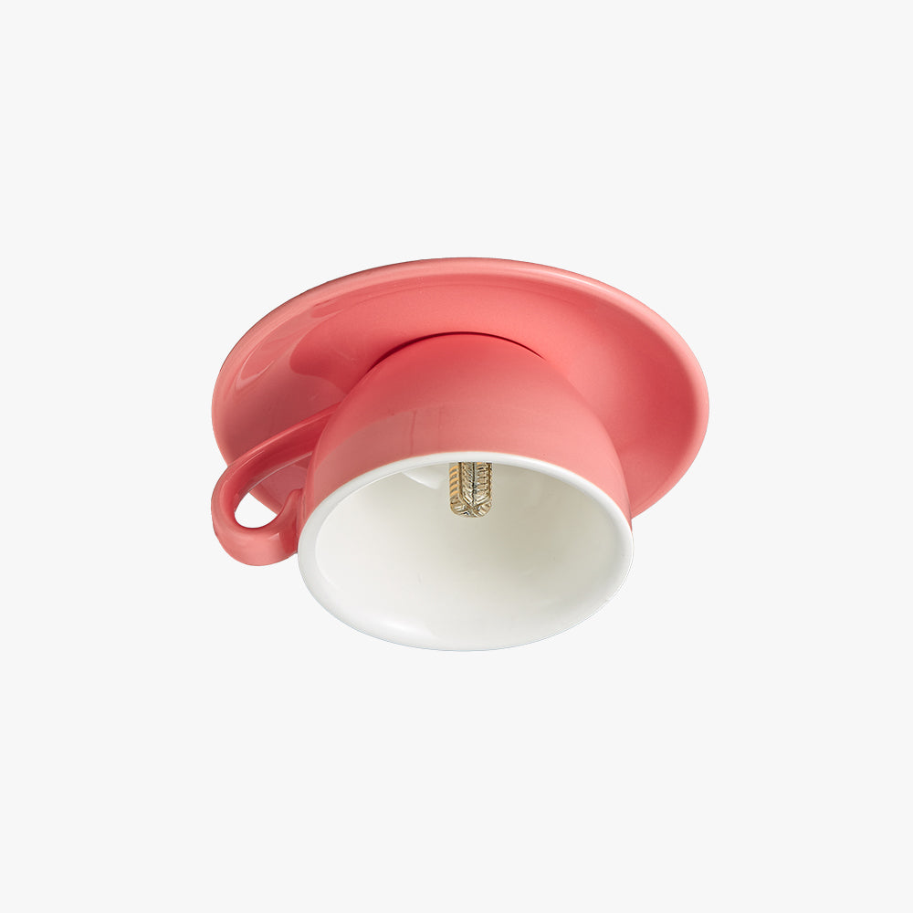Ceiling Lamp Modern Teacup Shape Ceramic Flush Mount Light