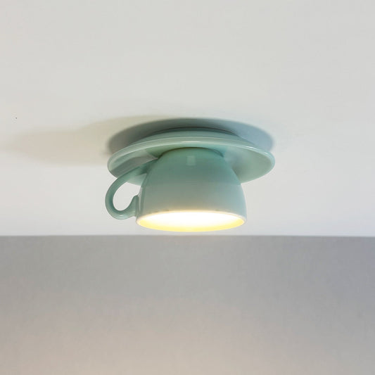 Ceiling Lamp Modern Teacup Shape Ceramic Flush Mount Light