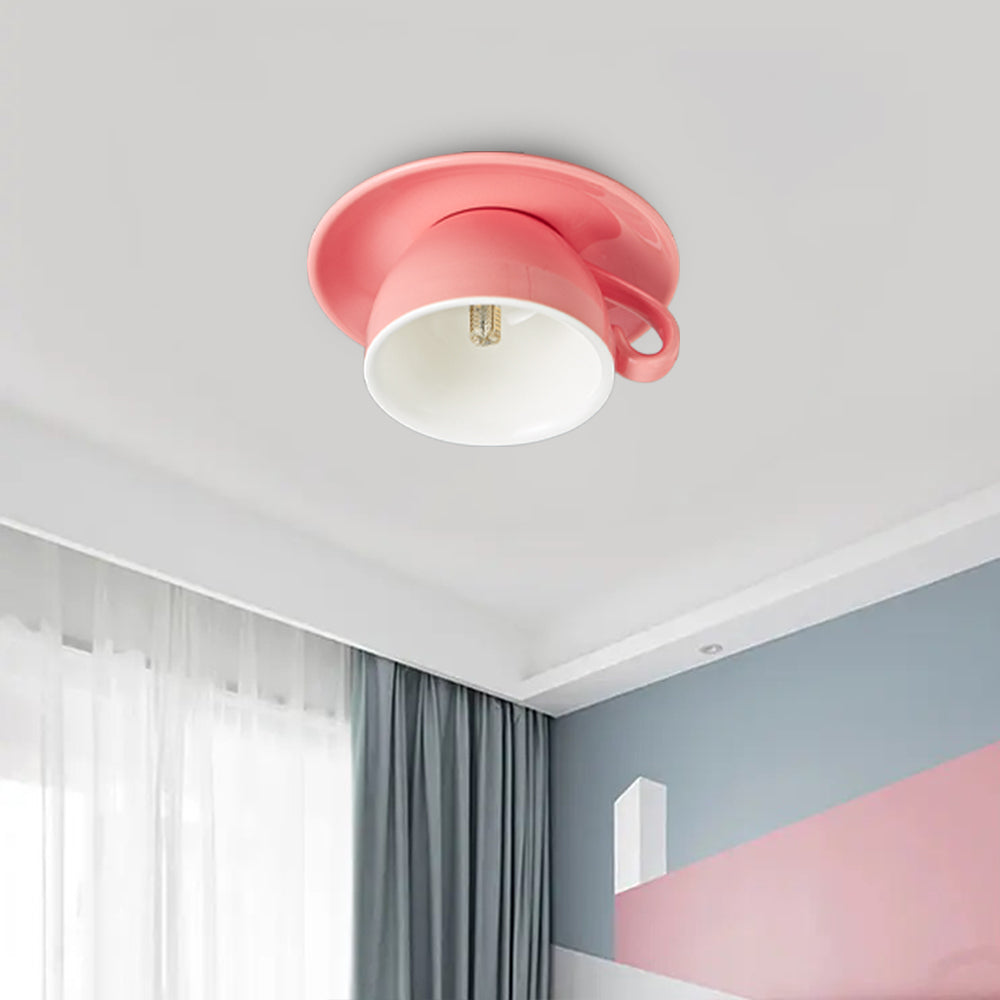 Ceiling Lamp Modern Teacup Shape Ceramic Flush Mount Light