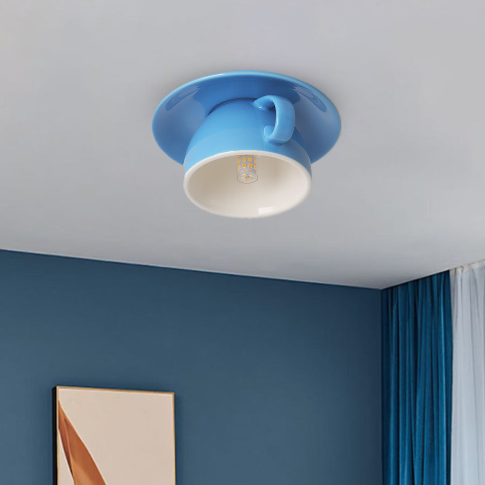 Ceiling Lamp Modern Teacup Shape Ceramic Flush Mount Light