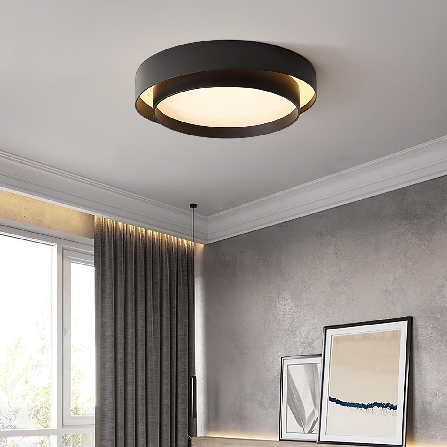 Ceiling Lamp Modern with Double Ring Design and Replaceable LED