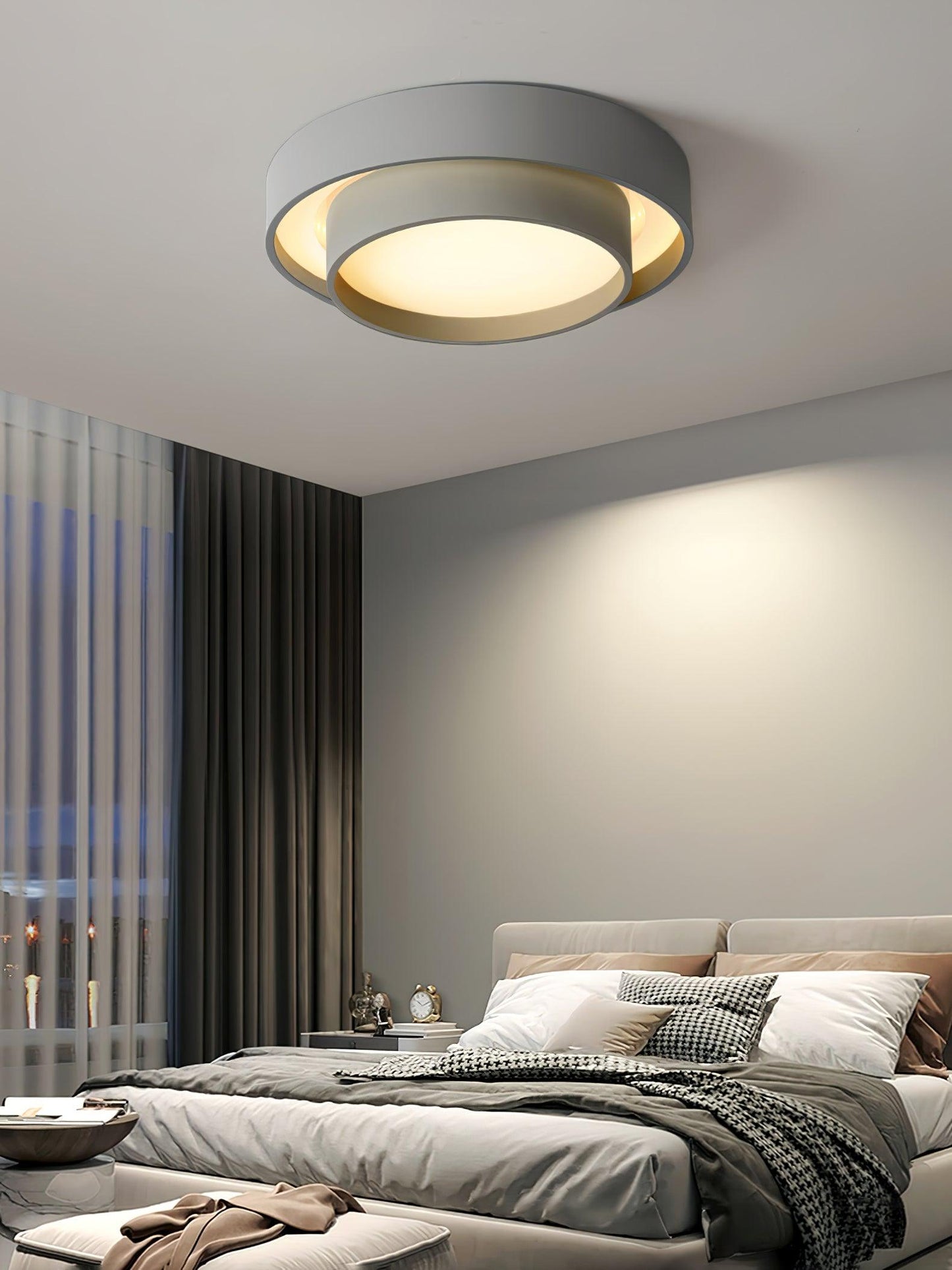 Ceiling Lamp Modern with Double Ring Design and Replaceable LED