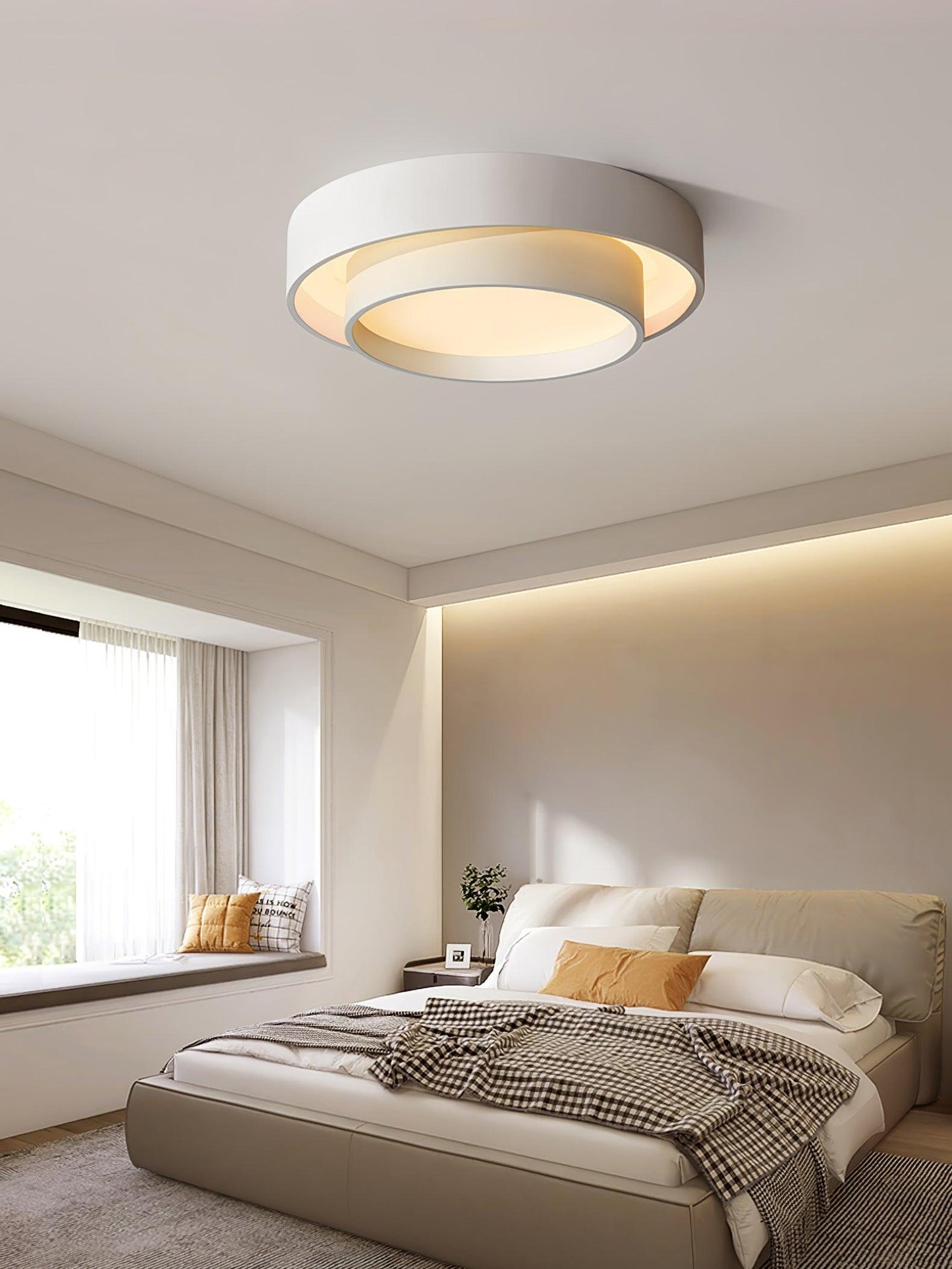 Ceiling Lamp Modern with Double Ring Design and Replaceable LED
