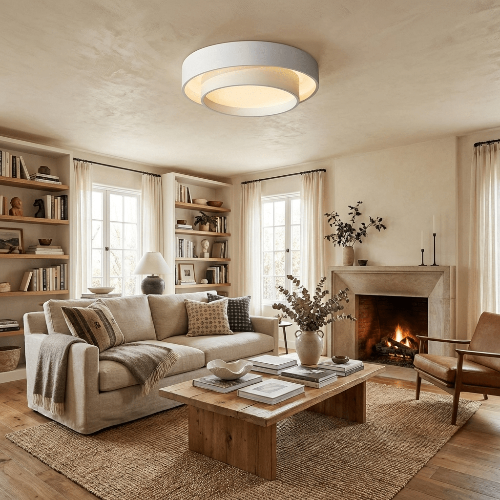 Ceiling Lamp Modern with Double Ring Design and Replaceable LED