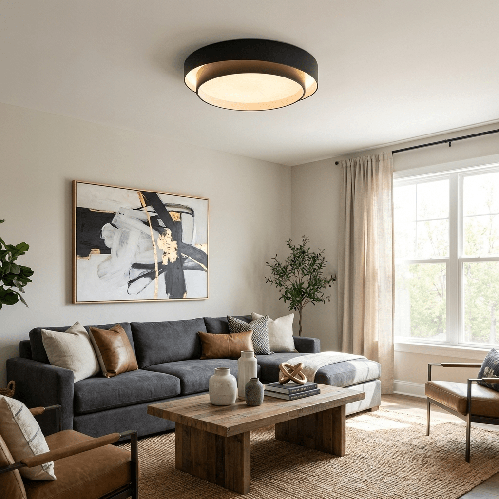 Ceiling Lamp Modern with Double Ring Design and Replaceable LED