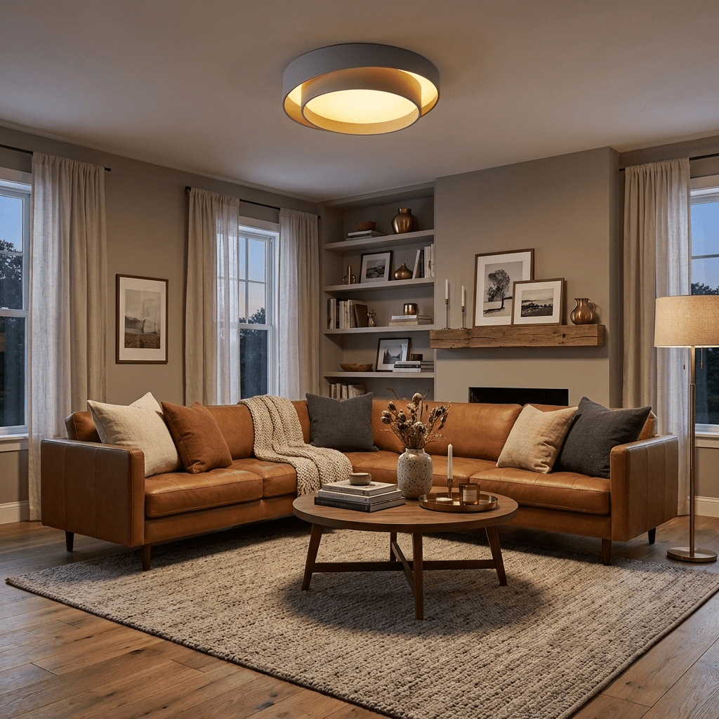 Ceiling Lamp Modern with Double Ring Design and Replaceable LED
