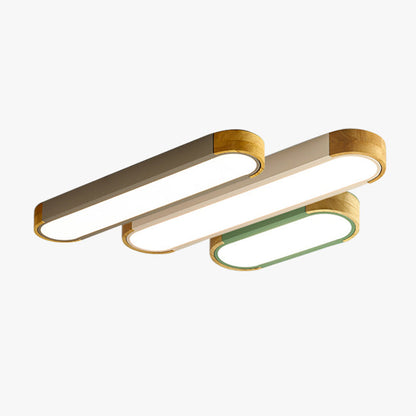 Ceiling Lamp Scandinavian LED with Wood Accents and Oval Acrylic Shade
