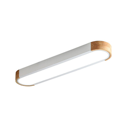 Ceiling Lamp Scandinavian LED with Wood Accents and Oval Acrylic Shade