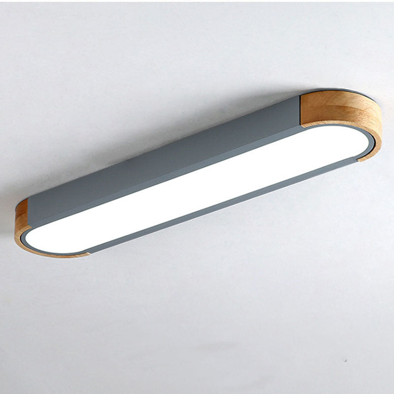 Ceiling Lamp Scandinavian LED with Wood Accents and Oval Acrylic Shade