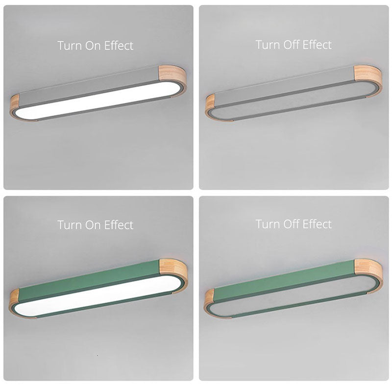 Ceiling Lamp Scandinavian LED with Wood Accents and Oval Acrylic Shade