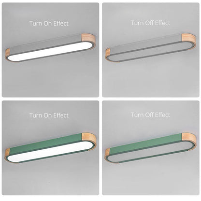 Ceiling Lamp Scandinavian LED with Wood Accents and Oval Acrylic Shade