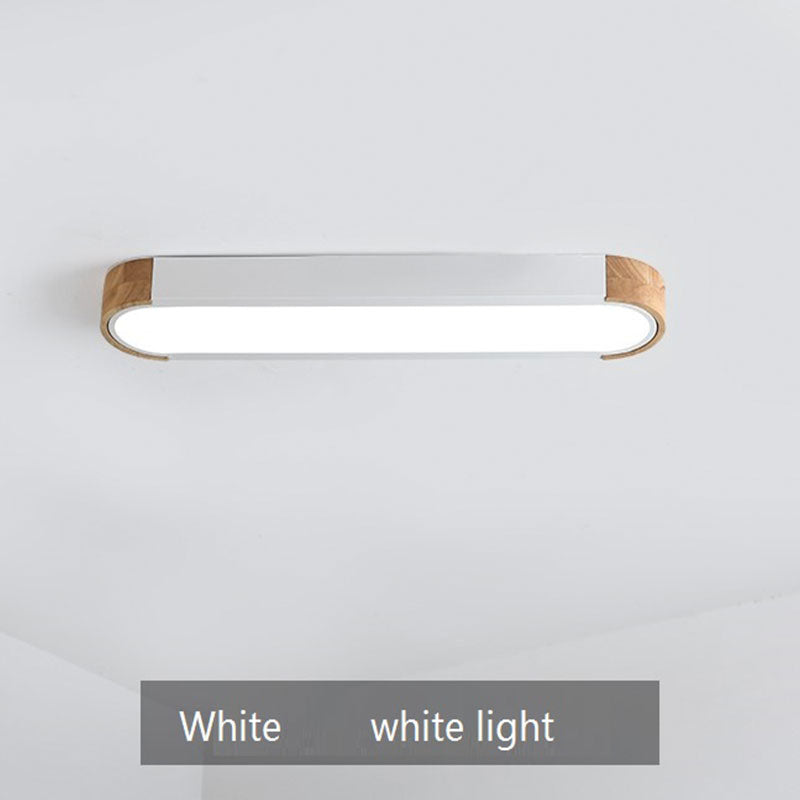 Ceiling Lamp Scandinavian LED with Wood Accents and Oval Acrylic Shade