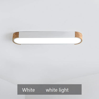 Ceiling Lamp Scandinavian LED with Wood Accents and Oval Acrylic Shade