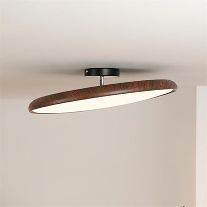 Ceiling Lamp Scandinavian Round Disc with Wood Grain Rim and Integrated LED