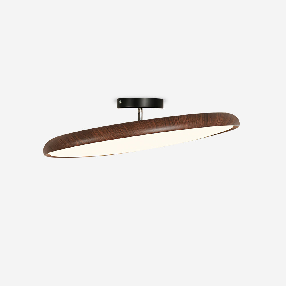 Ceiling Lamp Scandinavian Round Disc with Wood Grain Rim and Integrated LED