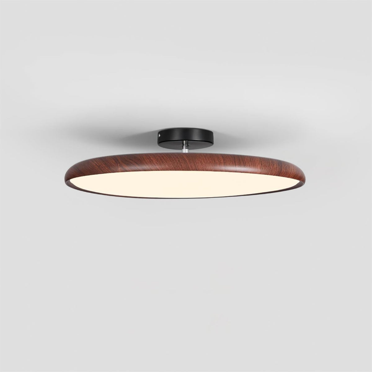 Ceiling Lamp Scandinavian Round Disc with Wood Grain Rim and Integrated LED