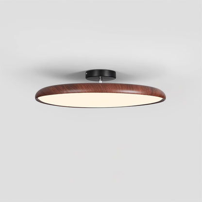 Ceiling Lamp Scandinavian Round Disc with Wood Grain Rim and Integrated LED