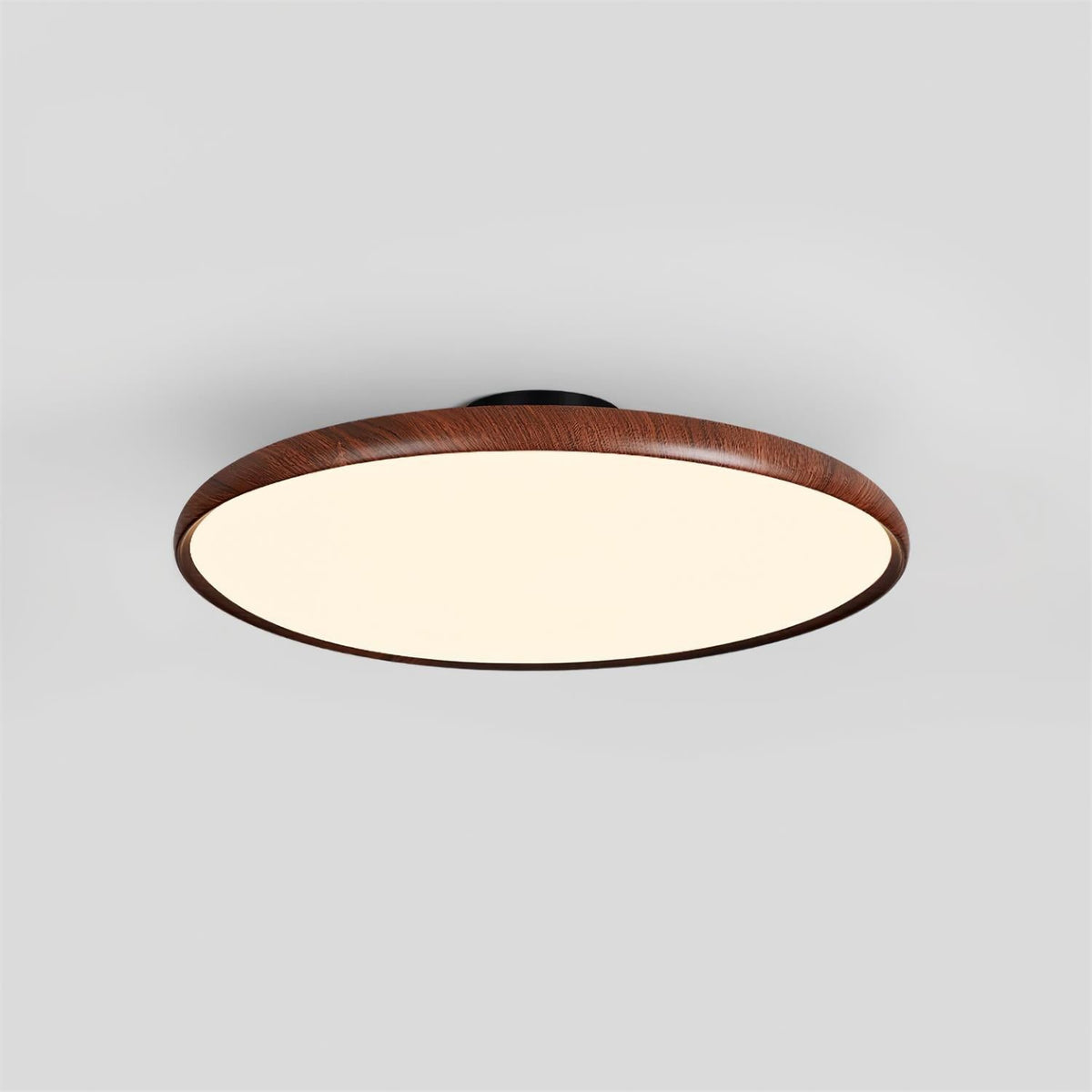 Ceiling Lamp Scandinavian Round Disc with Wood Grain Rim and Integrated LED