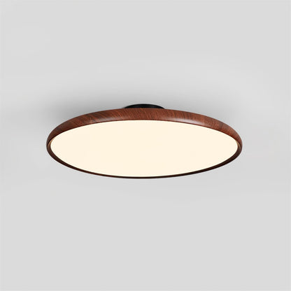 Ceiling Lamp Scandinavian Round Disc with Wood Grain Rim and Integrated LED