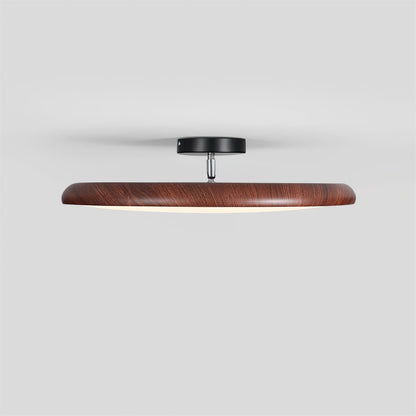 Ceiling Lamp Scandinavian Round Disc with Wood Grain Rim and Integrated LED