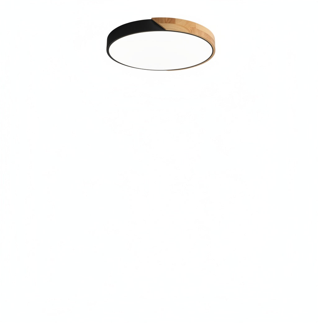 Ceiling Lamp Scandinavian Round with Wood Accent and Integrated LED