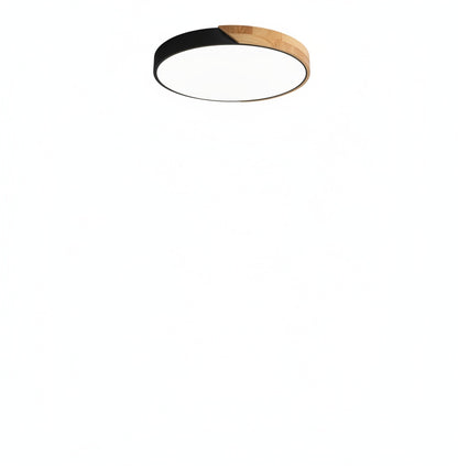Ceiling Lamp Scandinavian Round with Wood Accent and Integrated LED